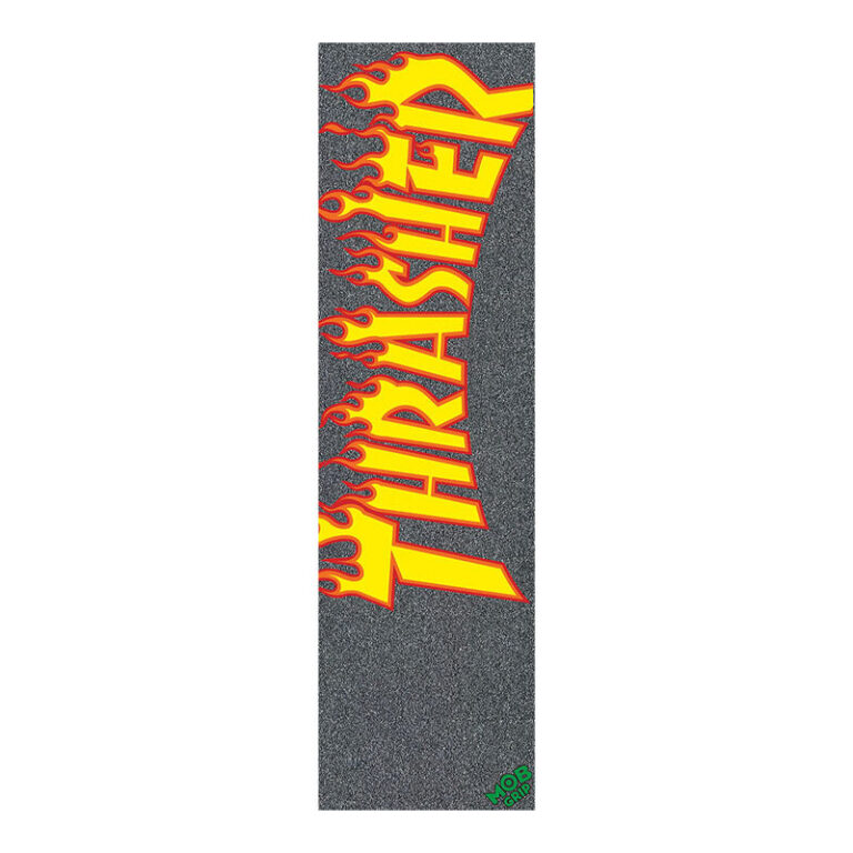 Skateboard Sandpaper Mob Grip Thrasher Yellow and Orange Flame