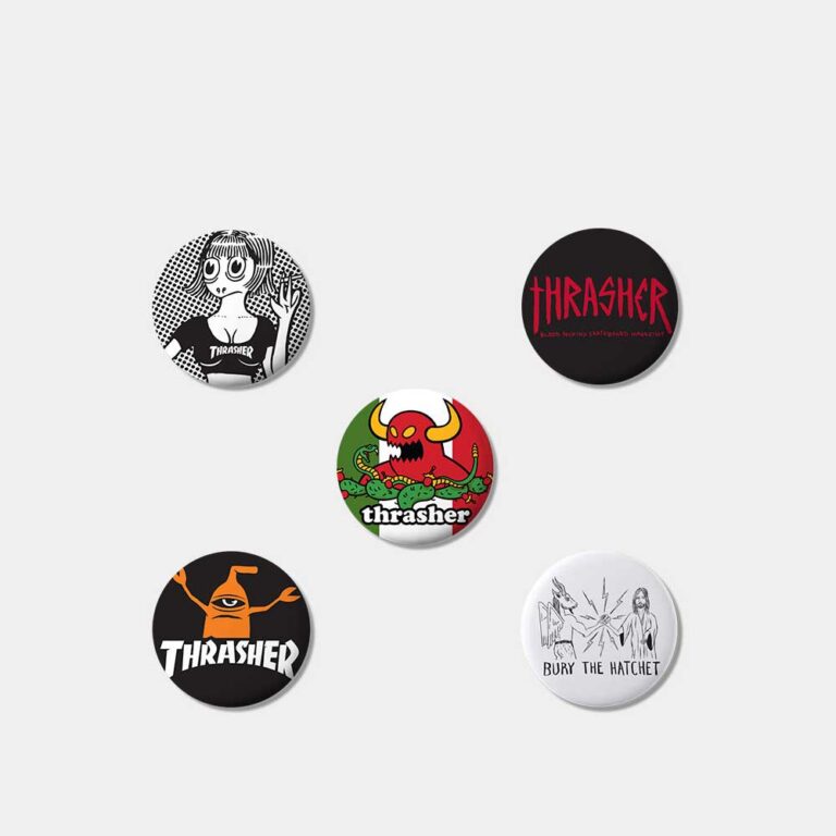 Значки THRASHER X TOY MACHINE - 1" BUTTON 5-PACK