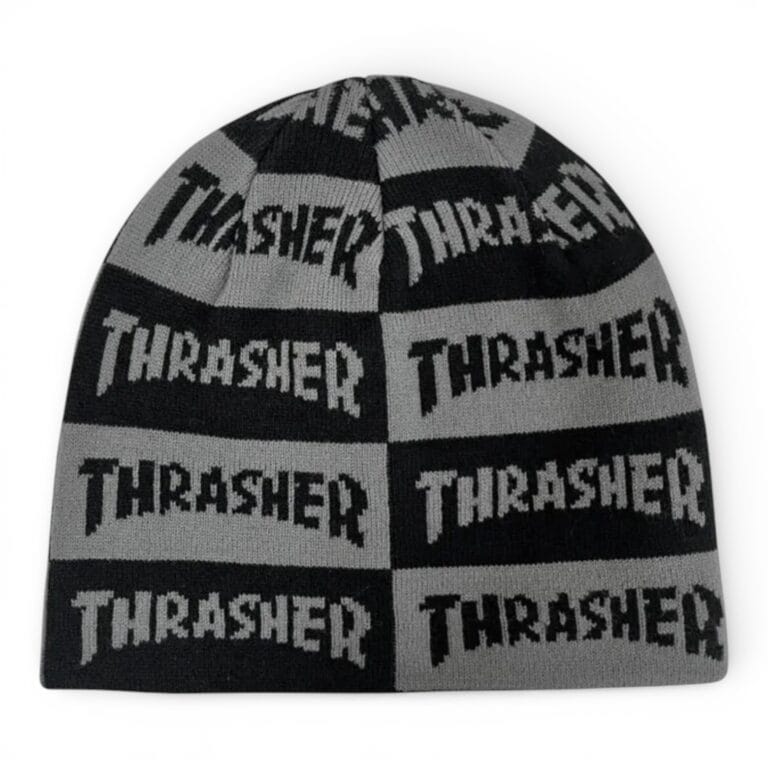 Шапка THRASHER MAG CHECKERED SKULLY BEANIE BLACK/GREY
